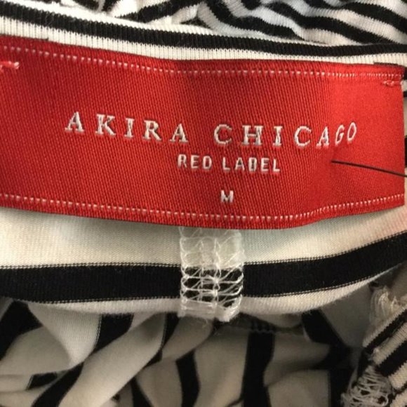 Akira Chicago Red Label Black/white Stripe Multi Way Tunic M - Picture 5 of 6